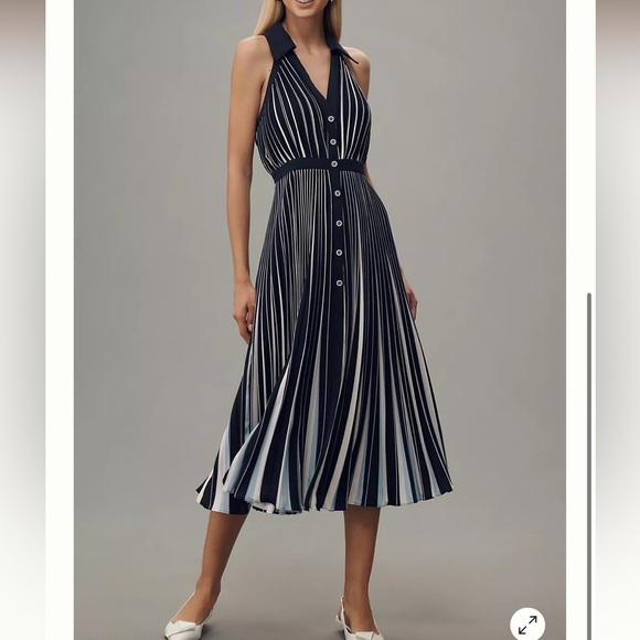 Anthropologie | Dresses | Nwt By Anthropologie Halter Pleated Midi ...